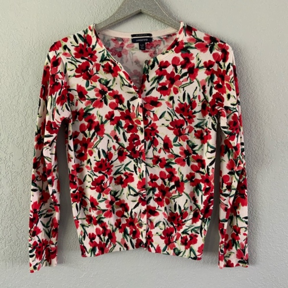 Lands End Floral Cardigan